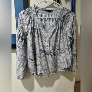 Jane and Delancey Blue and White Floral Blouse